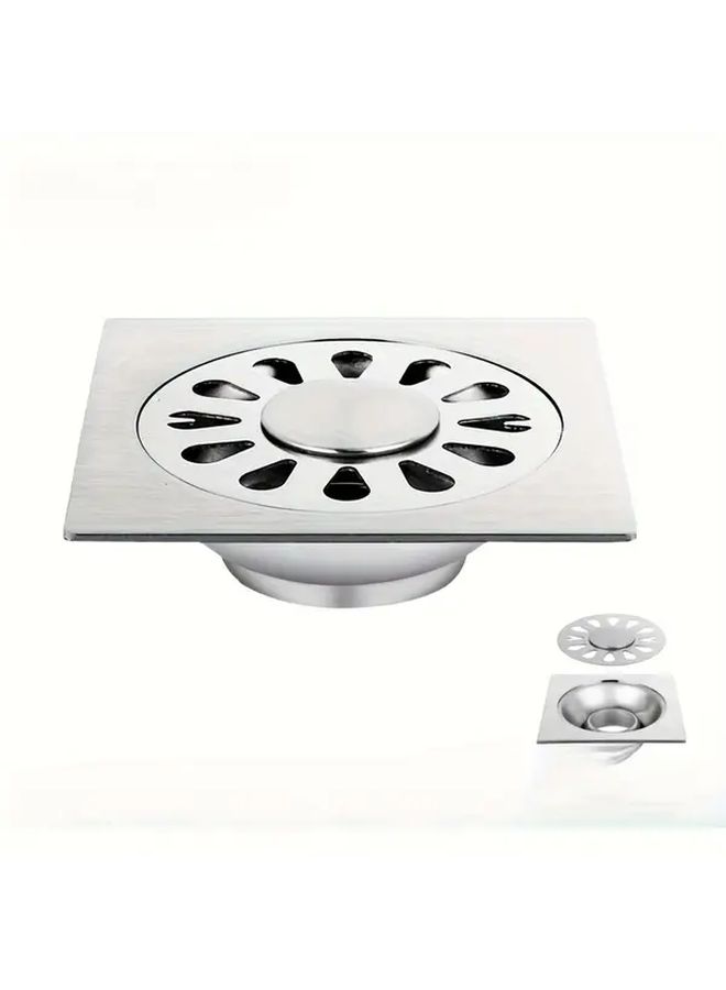 Type B 2 Piece Stainless Steel Bathroom Floor Drain With Hair Filter Anti Clog Odor - Image 2