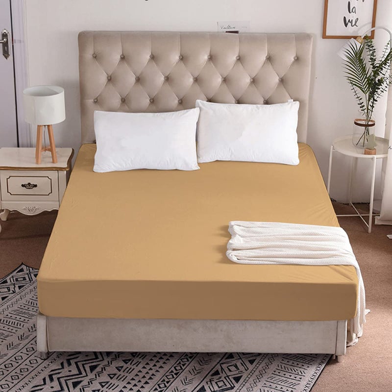 CHICERY Ultar Soft Water Proof Dustproof Terry Cotton Mattress Protector Queen Size Beige Queen60X72 - Image 1