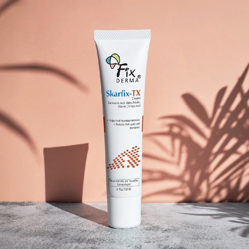FIXDERMA كريم فيكسدرما ترانيكساميك أسيد 2 كوجيك أسيد 1 أربوتين سكارفكس تي إكس لإزالة التصبغات كريم الوجه كوجيك أسيد لون البشرة غير المتساوي 15 جرام عبوة 1 - Image 2
