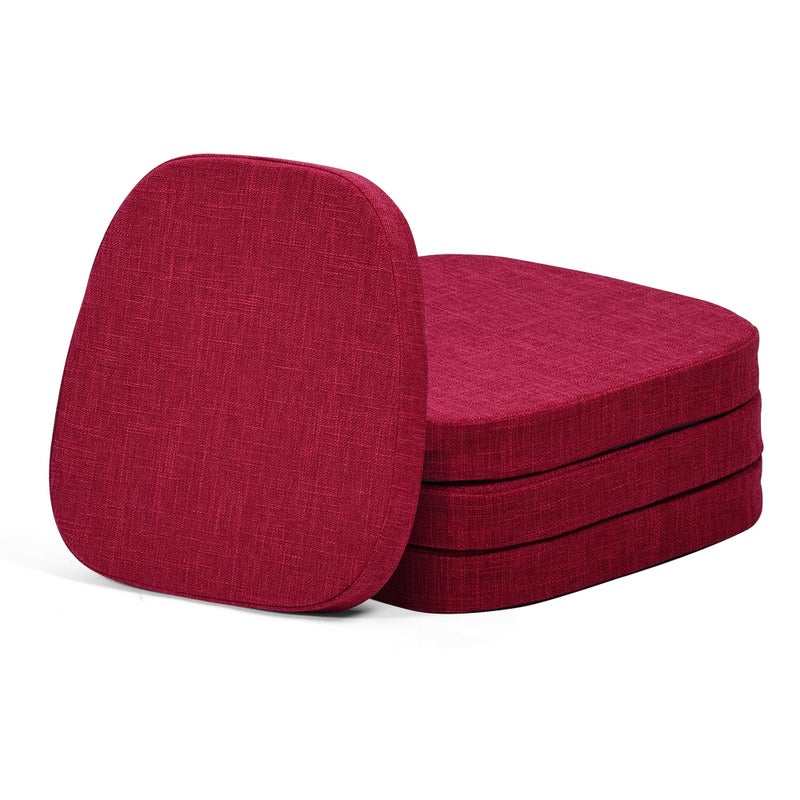 baibu Set of 4 Metal Chair Cushions with Ties 14In NonSlip Metal Dining Chair Pads Kitchen Seat Cushion with Machine Washable Cover 14x14x15in Red