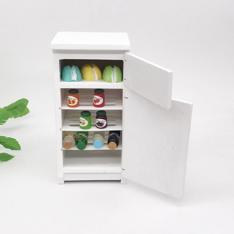 White Mini Refrigerator Model Eco-Friendly Non-Toxic Compact Mini Fridge - Realistic Simulation Mini Furniture for Dollhouse Kitchen Decor - Image 3