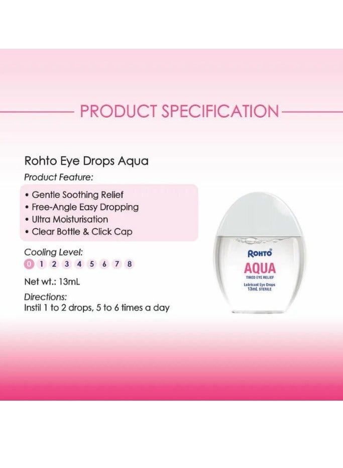 Rohto Aqua Gentle And Moisturizing Sterile Drops For Tired Eyes 13 ML - Image 2