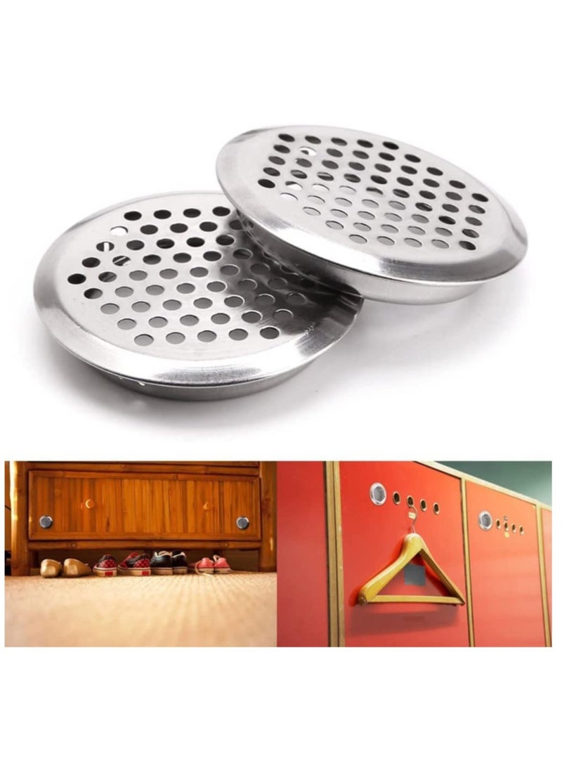 Excefore Stainless Steel Air Vent Hole 20 PCS Ventilation Louver Round Shaped Mesh Hole Louver Round Ventilation Grille for Shoe Cabinets Lockers Wardrobes Wall Air Soffit Vents Ducting Air Outlet Hood - Image 2