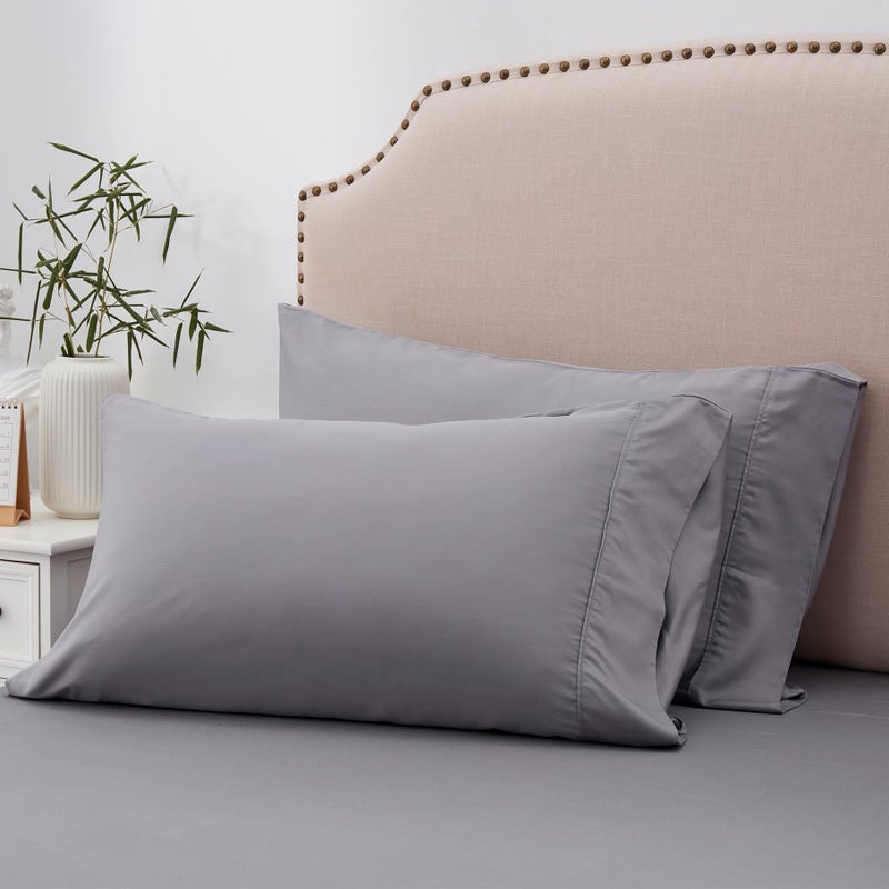 ACCURATEX Cooling Pillow Cases King Size Set of 2Rayon Derived from Bamboo Pillowcases Soft Breathable Pillow Case with Envelop Closure Silky Pillowcase for Hair and Skin Grey20x40 inches