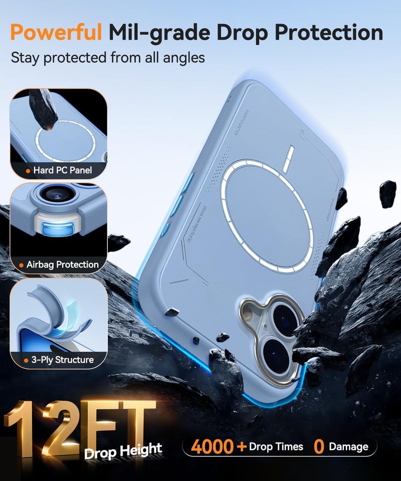 DIZORO Premium Magnetic Shockproof for iPhone 17 case, [Military Grade Drop Protection][Fit for MagSafe], Slim Anti-Fingerprint & Soft Touch Cover for iPhone 17,Mist Blue - Image 3