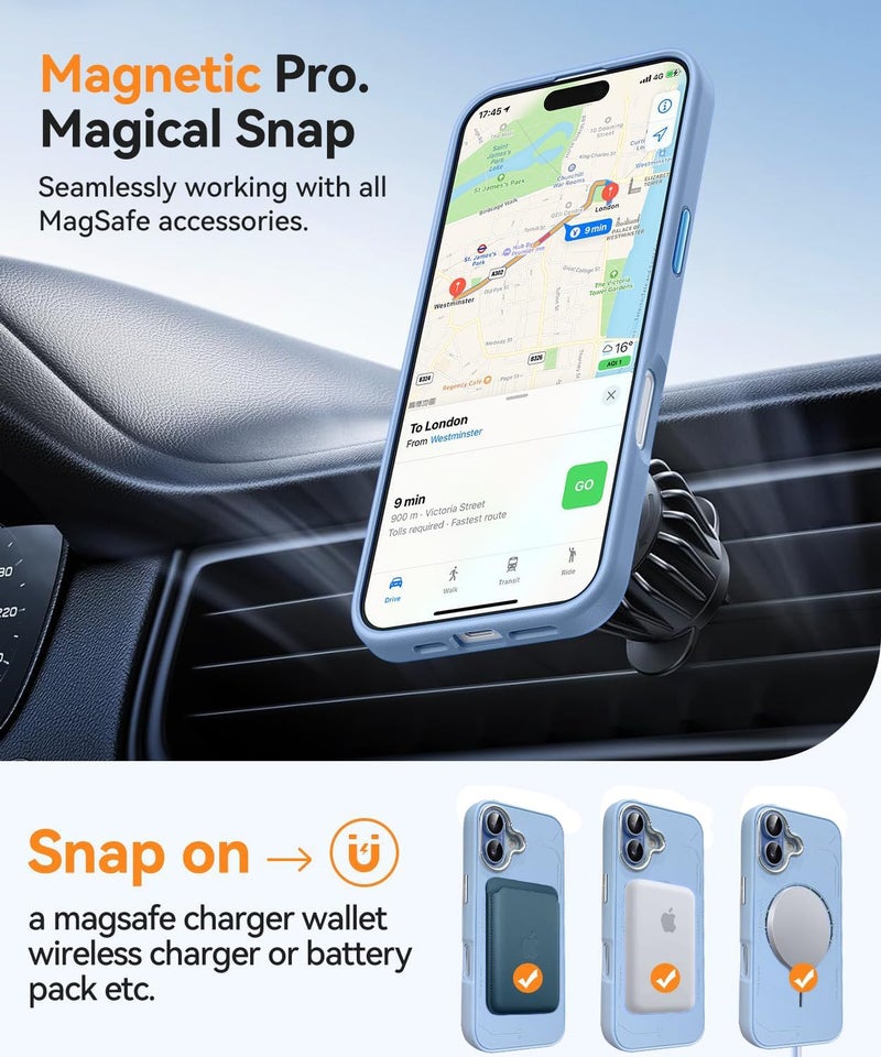 DIZORO Premium Magnetic Shockproof for iPhone 17 case, [Military Grade Drop Protection][Fit for MagSafe], Slim Anti-Fingerprint & Soft Touch Cover for iPhone 17,Mist Blue - Image 5