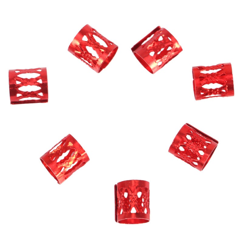 Hair Braiding Beads: 100Pcs Red Aluminum High Quality Safe To Use, Easy To Operate, Firm Hold - Decorative Hair Braiding Tools For Hair Styling, Dreadlocks, Braids - Image 3