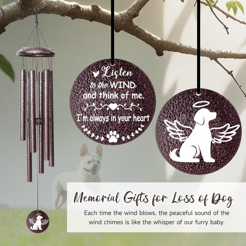 Synhonty Memorial Gifts for Loss of Dog, 25 inch Pet Memorial Wind Chimes, Loss of Dog Sympathy Gift, Pets Remembrance Gift, Bereavement Gifts Dogs, in Memory of Dogs Wind Chimes for Outside Garden - Image 3