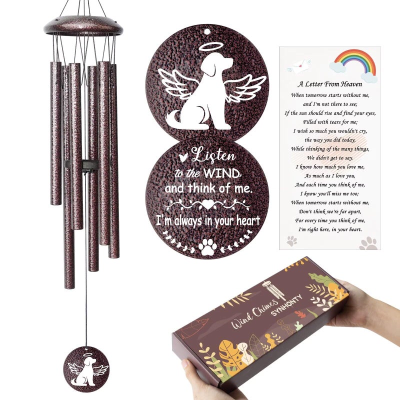 Synhonty Memorial Gifts for Loss of Dog, 25 inch Pet Memorial Wind Chimes, Loss of Dog Sympathy Gift, Pets Remembrance Gift, Bereavement Gifts Dogs, in Memory of Dogs Wind Chimes for Outside Garden - Image 1