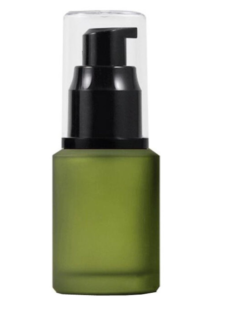 Happyupcity 1PCS 60ML/2OZ Empty Refillable Green Frosted Glass Bottles with Pump Vial Cosmetic Dispenser Jars Storage Container Portable Travel Bottle Sample Trial Packing  - Image 1