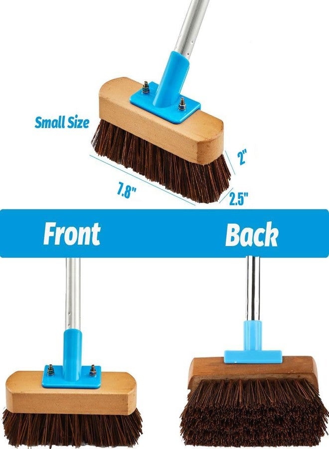 YONILL Heavy Duty Deck Brush with Long Handle - 60" Floor Scrub Brush with Stiff Natural Palmyra Bristles, Outdoor Scrubber Brushes for Cleaning Rough Surface, Concrete Floor, Patio, Garden, Sidewalk - Image 2