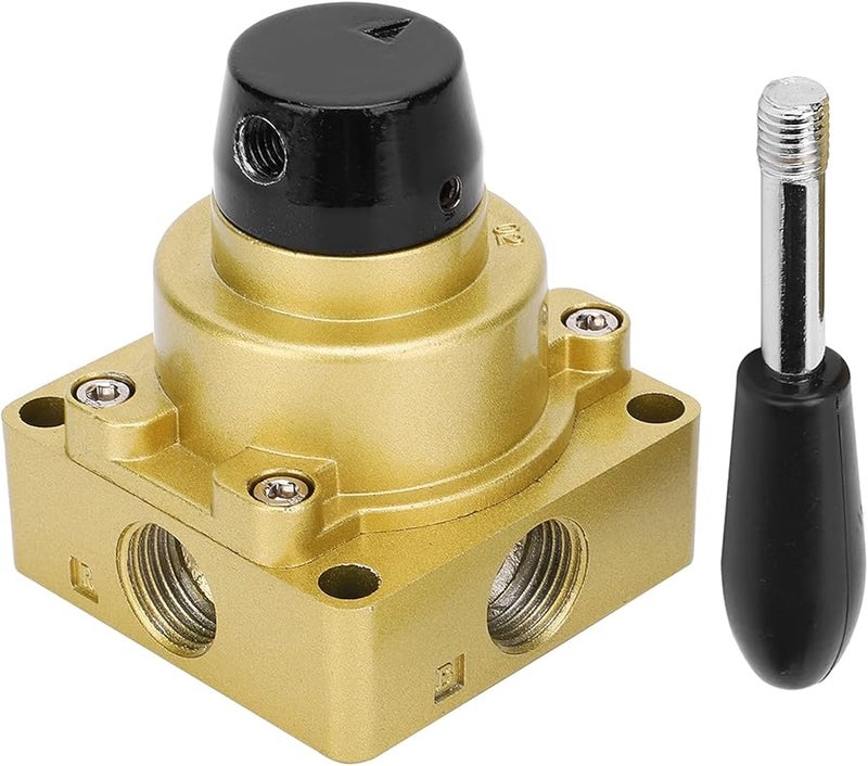 HV04 3 Position 4 Way Rotary Lever Pneumatic Control Valve Cast Iron Aluminum Body G1 2 Thread - Image 1