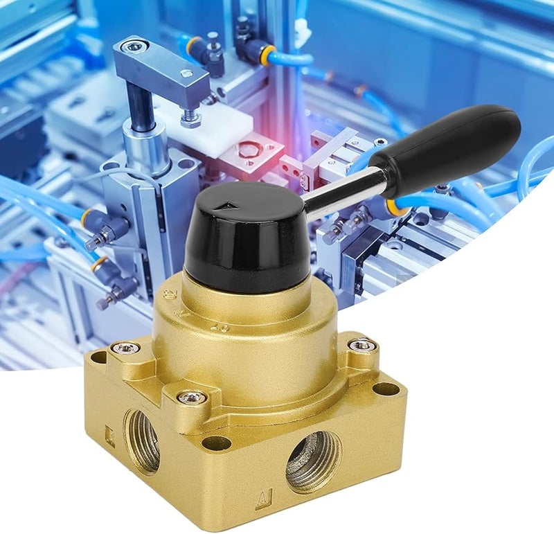 HV04 3 Position 4 Way Rotary Lever Pneumatic Control Valve Cast Iron Aluminum Body G1 2 Thread - Image 3