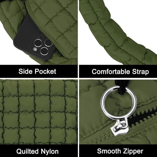 GASSDA Puffer Tote Bag for Women Large Quilted Puffy Crossbody Lightweight Carryall Tote Bag for Women (Deep Green) - Image 5