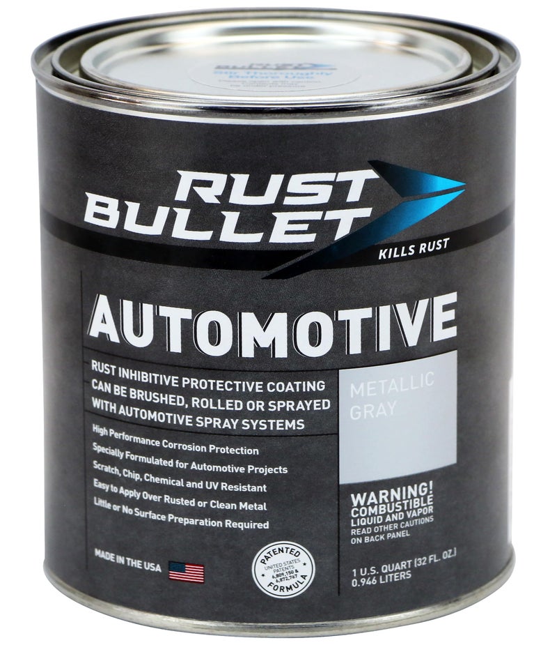 RUST BULLET Automotive  Metallic Gray  1 Quart  Rust Inhibitor  Protective Coating for Cars Trucks  Metal Surfaces UV Resistant No Topcoat Needed