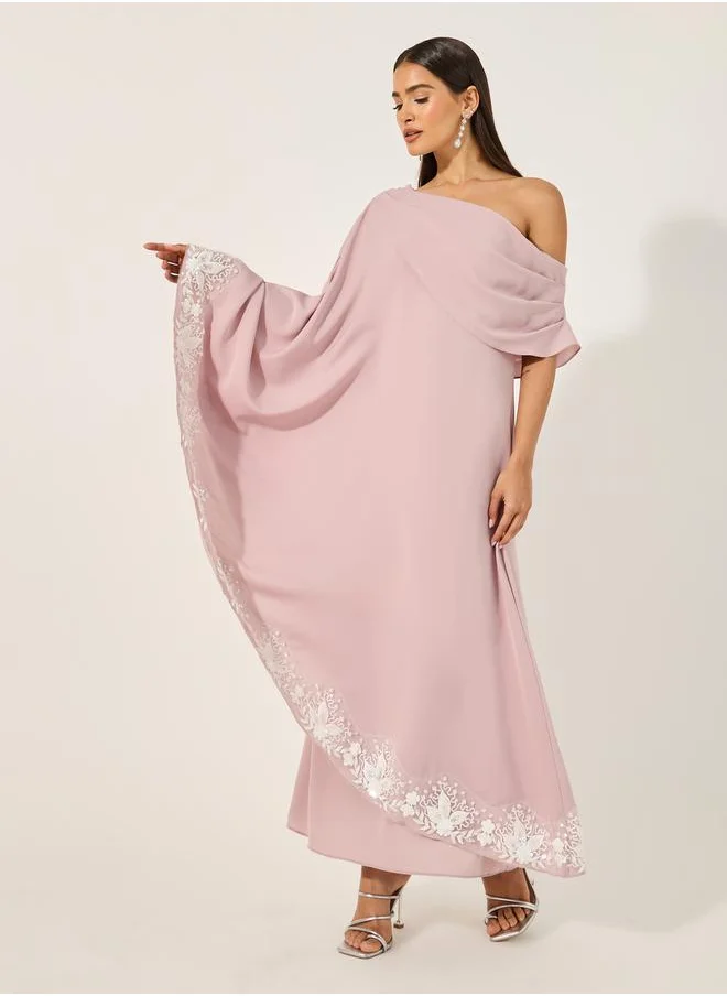 ستايلي One Shoulder Lace Detail Shift Maxi Dress