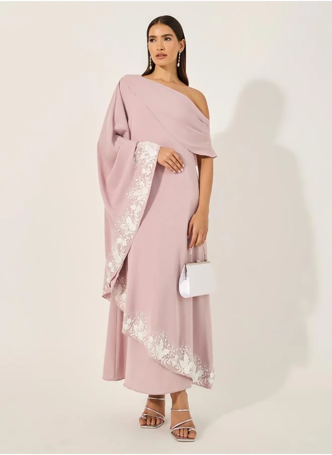ستايلي One Shoulder Lace Detail Shift Maxi Dress