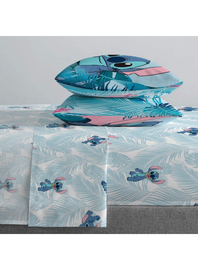 Jay Franco Jay Franco Disney Lilo & Stitch Floral Fun Queen Sheet Set - 4 Piece Set Super Soft and Cozy Kids Bedding - Fade Resistant Microfiber Sheets (Official Disney Product) - Image 4