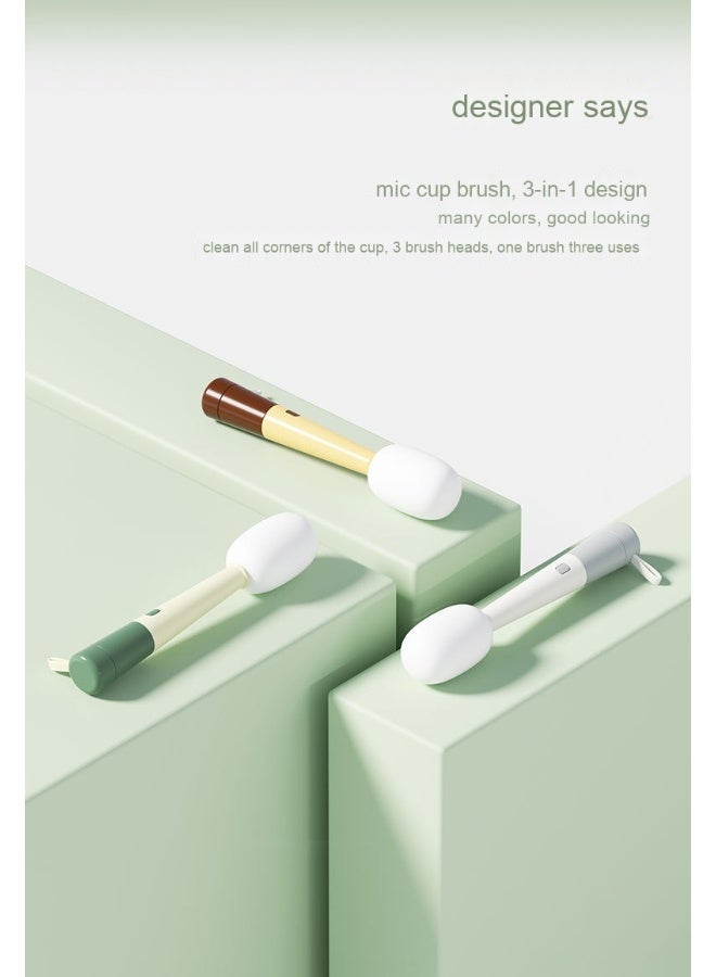 NIBEMINENT Nordic Style Minimalist Home Cleaning Cup Brush, Hanging And Storing Soft And Hard Dual-Purpose Cleaning Stains, Long Handle Cup Brush - Image 2