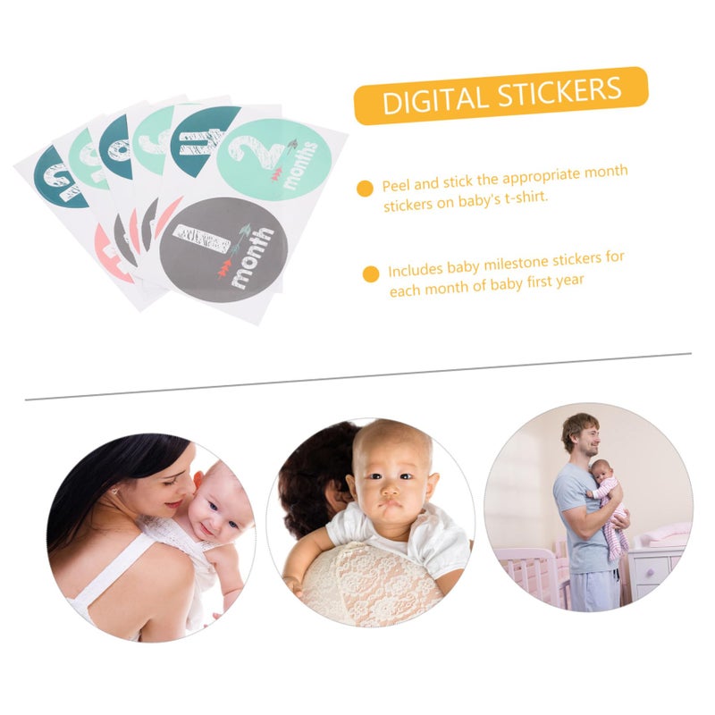 Newborn Monthly Milestone Stickers Set For Growth Tracking Easy Clean Stain Resistant Photography Props - Image 3