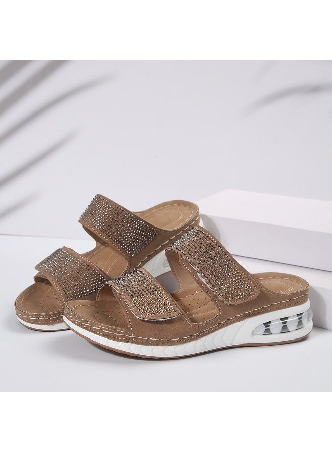 NIBEMINENT Womens Wedges Heels Sandal Thick Bottom Casual Shoes Ladies Leisure Summer Sandals Woman Shoes Women Platform Mules Slipper - Image 1