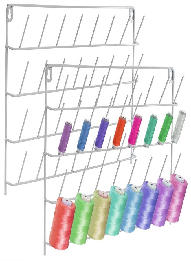 Tosnail 2 Pack 32 Spools Metal Thread Holder, Large Thread Racks, Wall Mount Thread Storage Organizer for Sewing, Braiding, Embroidery and Jewelry - White - Image 1