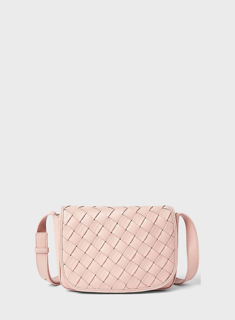 PIECES Woven Crossbody Bag Misty Rose - Image 1