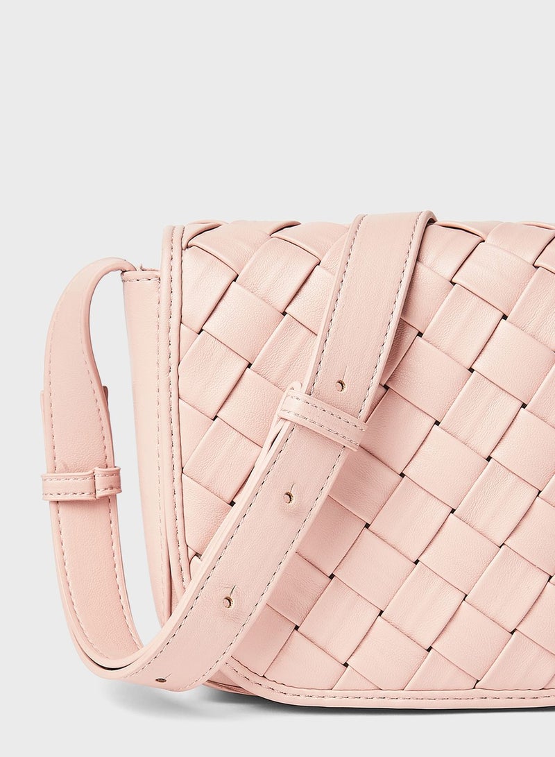 PIECES Woven Crossbody Bag Misty Rose - Image 2