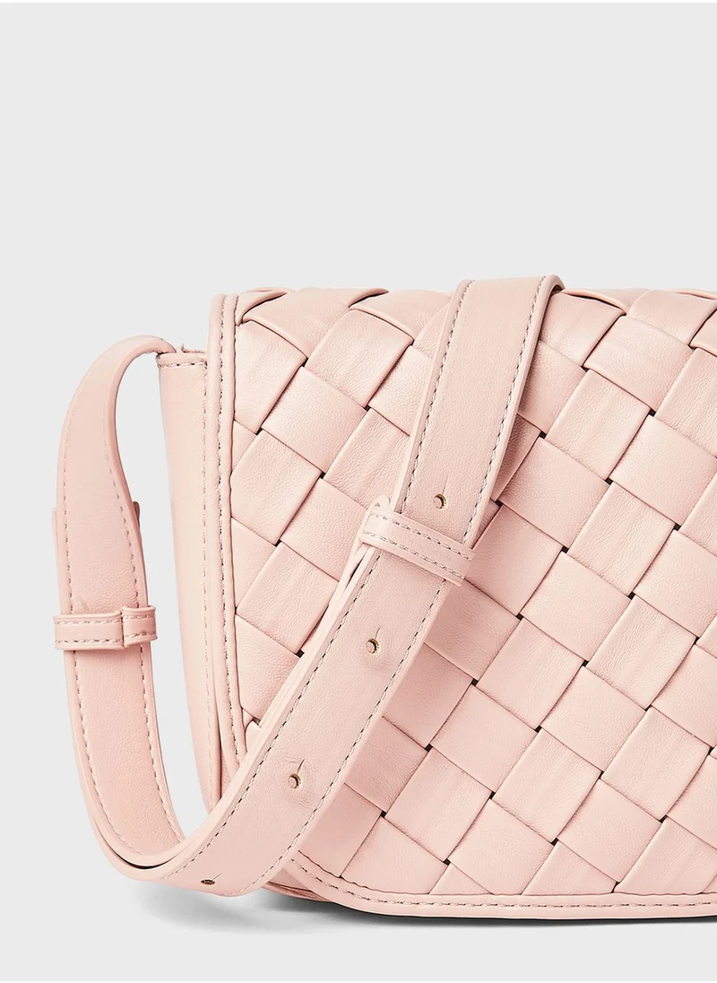 PIECES Woven Crossbody Bag Misty Rose