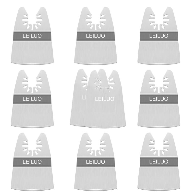 LEILUO 10 Pack Oscillating Tool Blade 8 Rigid and 2 Flexible Multitool Scraper Blades for Caulk Paint Adhesive Removal Compatible with DeWalt Makita Dremel and More - Image 1