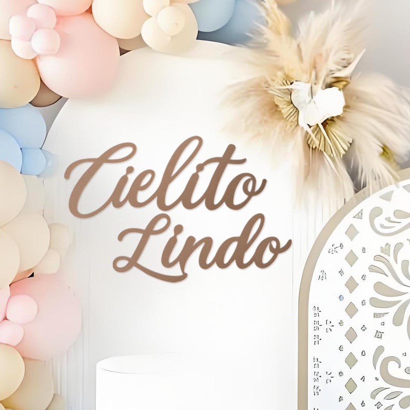 MASTRON Cielito Lindo Sign for Backdrop - Felt Cielito Lindo Sign for Balloon Arch Mexican Baby Shower Birthday Party Talavera Wedding Party Decor - Light Brown - Image 1