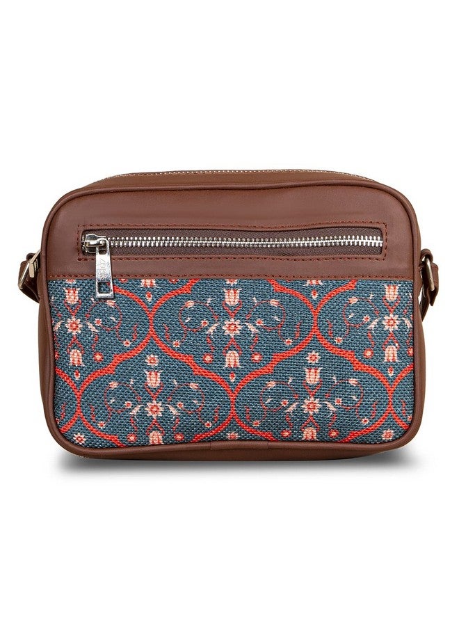 ZOUK حقيبة زوك السلينج | حقائب كروس بودي للنساء | حقائب يد نسائية | أنيقة | حقيبة مسائية من جلد نباتي | للاستخدام في السفر والمكتب | محفظة ومحفظة | طباعة نقش جالي من قصر الشيشيش - Image 5