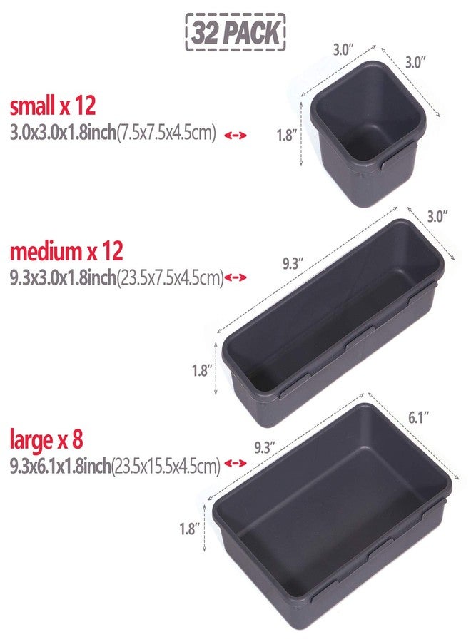TENABORT Set of 32 Interlocking Desk Drawer Organizer Tray Dividers Plastic Shallow Narrow Drawers Organizers Separators Storage Bins Container for Kitchen Bathroom Makeup Office Vanity Bedroom Dresser - Image 3