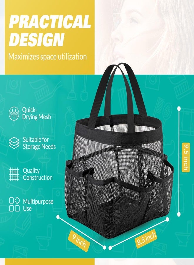 LOYEE Mesh Shower Caddy Portable for College Dorm Room Essentials with 8 Pockets,Shower Bag for Beach,Swimming,Gym,Travel,Bathroom(Black) - Image 2