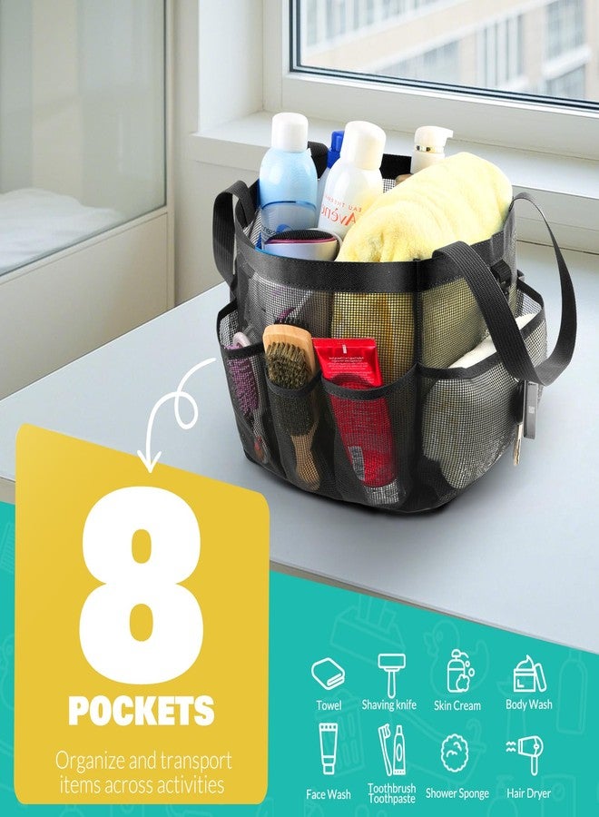 LOYEE Mesh Shower Caddy Portable for College Dorm Room Essentials with 8 Pockets,Shower Bag for Beach,Swimming,Gym,Travel,Bathroom(Black) - Image 3