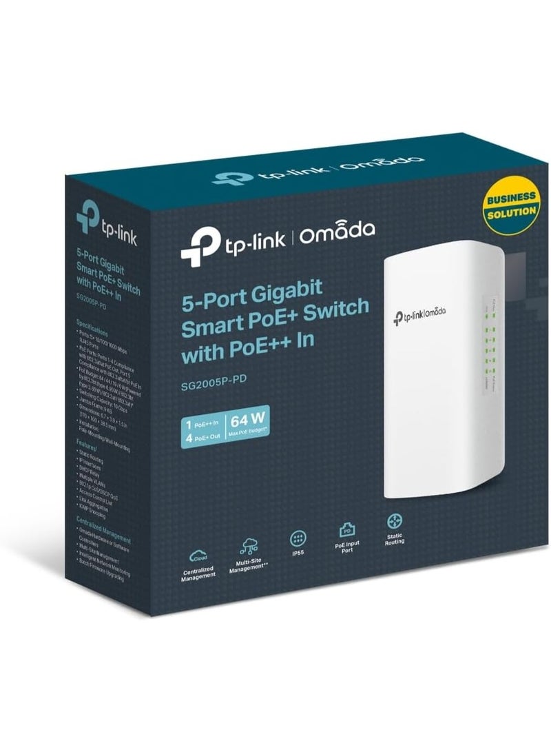 Tp-link Tl TP-LINK Omada V1.6 Switch Smart 1 x 10/100/1000 PoE++ + 4 x PoE+ Wall Mountable Pole Mount 64 W (SG2005P-PD) - Image 3