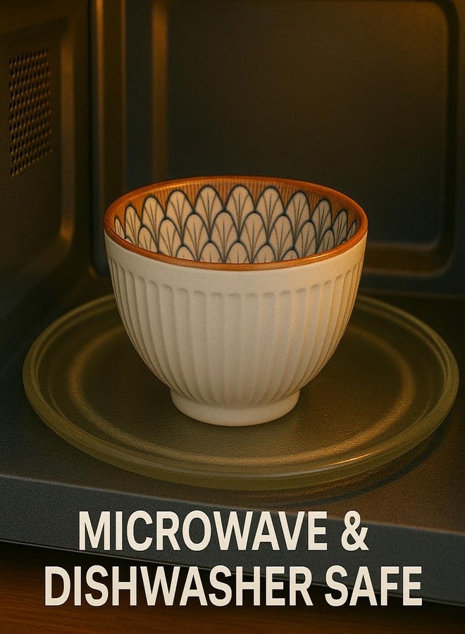 Lellow Ceramic Bowl Set of 4 | Microwave Safe | Dishwasher Safe | Lead-Free Food Grade Glazed Bowls | Ideal for Soup, Salad, Dessert Serving- Petal Pattern - Image 5