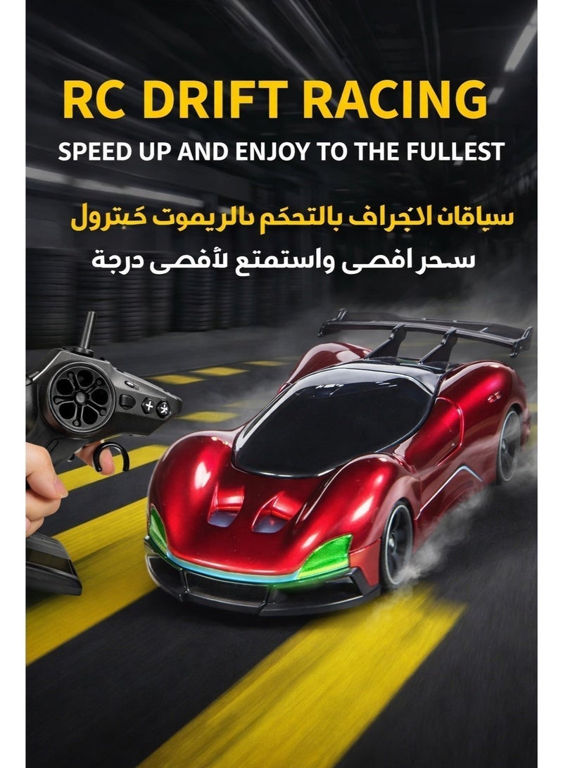 Norello 1:20 Scale 4WD RC Drift Car for Beginners - Easy-to-Control High Speed Racing Toy with RGB Lights - Brain Development & Hand-Eye Coordination Gift for Kids 3+ (Red) - Image 4