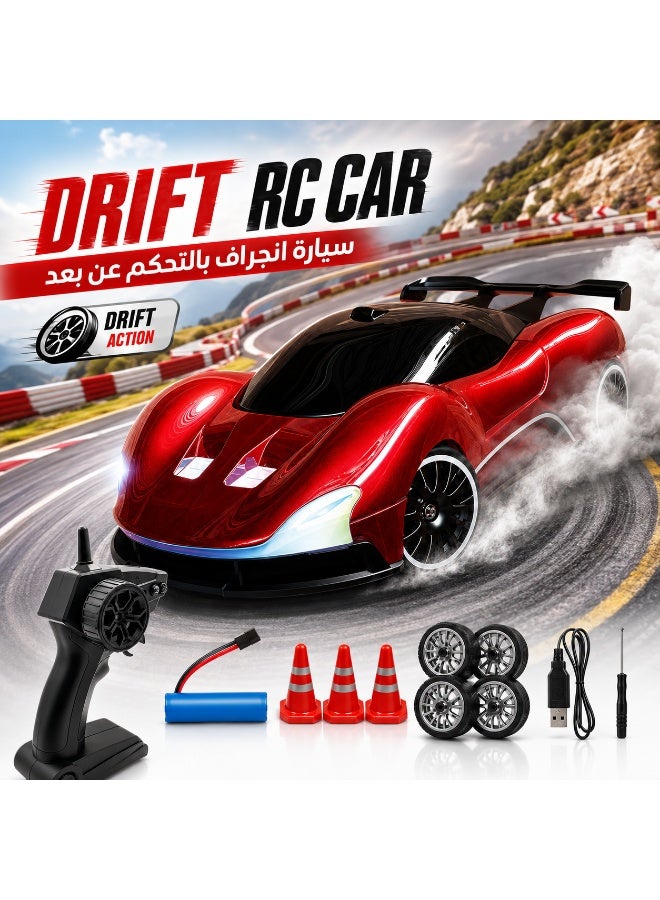 Norello 1:20 Scale 4WD RC Drift Car for Beginners - Easy-to-Control High Speed Racing Toy with RGB Lights - Brain Development & Hand-Eye Coordination Gift for Kids 3+ (Red) - Image 1
