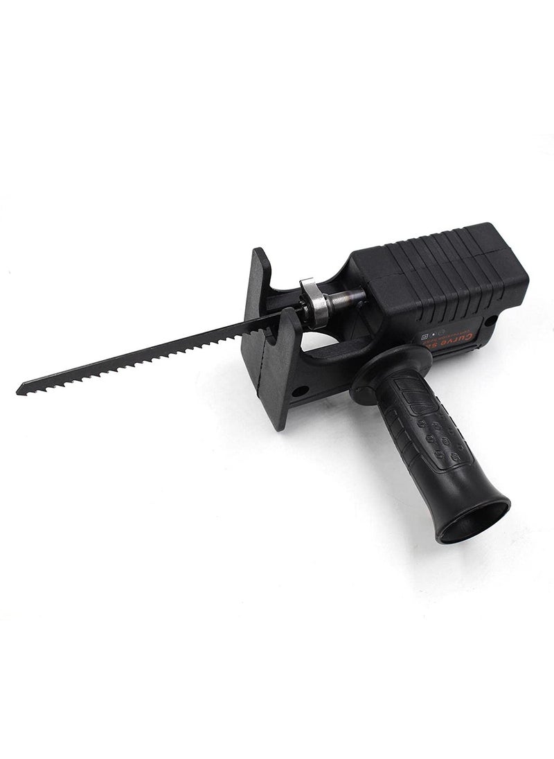 Curve Curve Saw Reciprocating Saw Attachment for Electric Drills with 3 Blades – Universal Compatibility, Quick Clamp, and Anti-Rust Design - Black  - Image 1