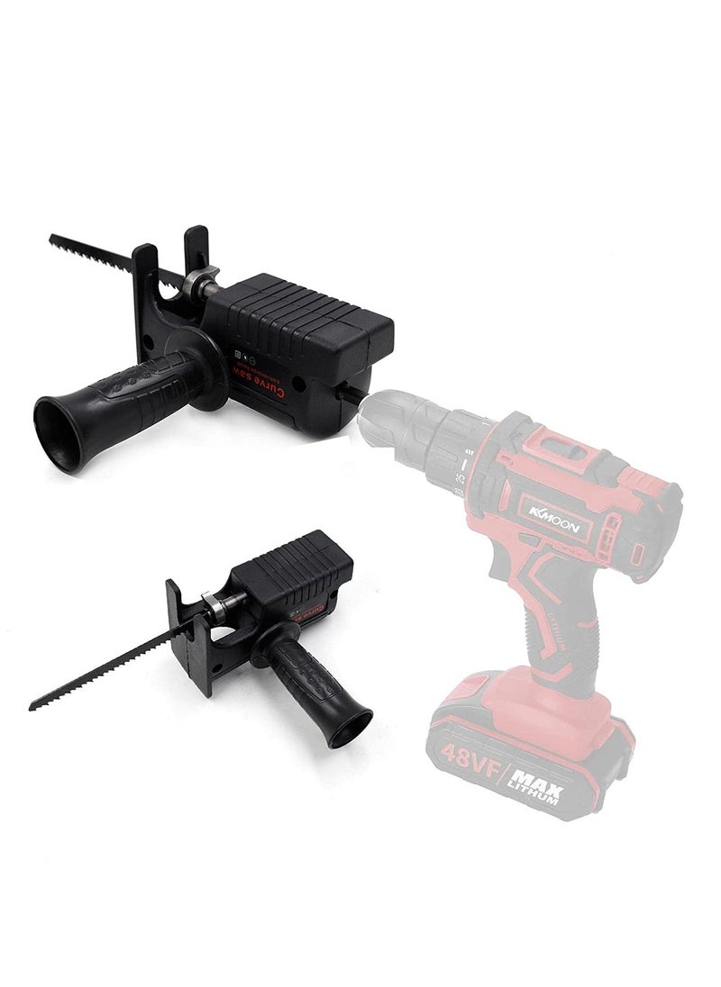 Curve Curve Saw Reciprocating Saw Attachment for Electric Drills with 3 Blades – Universal Compatibility, Quick Clamp, and Anti-Rust Design - Black  - Image 2
