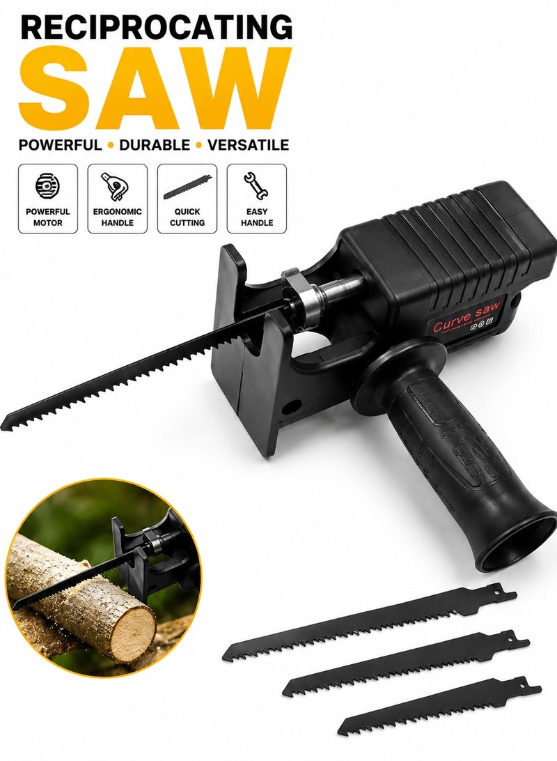 Curve Electric Reciprocating Saw with 3 Saw Blades, Portable Power Saw for Wood, Plastic & Metal Cutting, Ergonomic Side Handle, Quick Blade Change, Heavy Duty Cutting Tool for DIY, Home Renovation, Construction, Workshop & Professional Use - Image 1