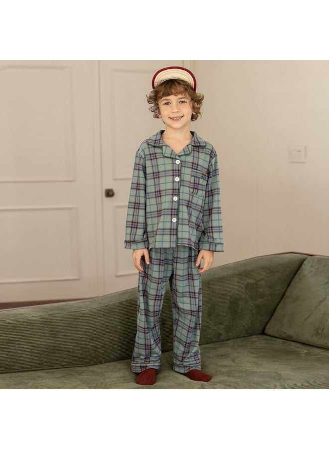 Spring Autumn Children Family Pajamas Collar Top+CasualPants Brothers and Sisters Home Wear Nightgown - Image 1