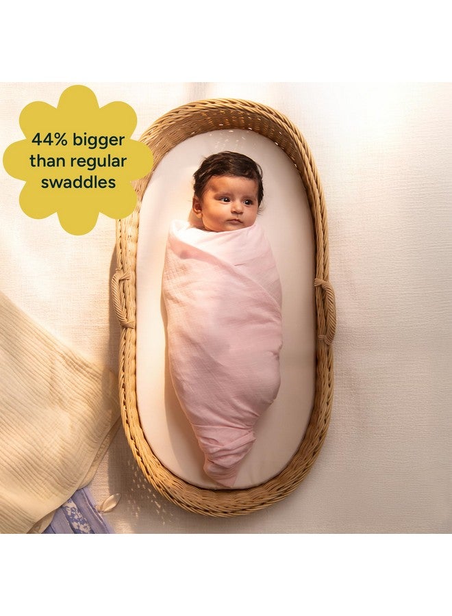 NINTARABABY ننتارا بيبي سواتل كبير جداً - 100% قطن موسلين عضوي فاخر، 47" × 47"، ناعم جداً، قابل للتنفس وخفيف الوزن، متعدد الاستخدامات، للجنسين، مضاد للحساسية، هدايا للأطفال حديثي الولادة، عبوة من 4 - Image 2