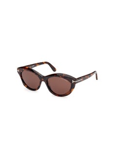 TOM FORD Women's Oval Shape Acetate Sunglasses FT111152E55 Lens Size: 55 Millimeter - Dark Havana  - Image 1