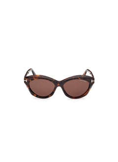 TOM FORD Women's Oval Shape Acetate Sunglasses FT111152E55 Lens Size: 55 Millimeter - Dark Havana  - Image 2