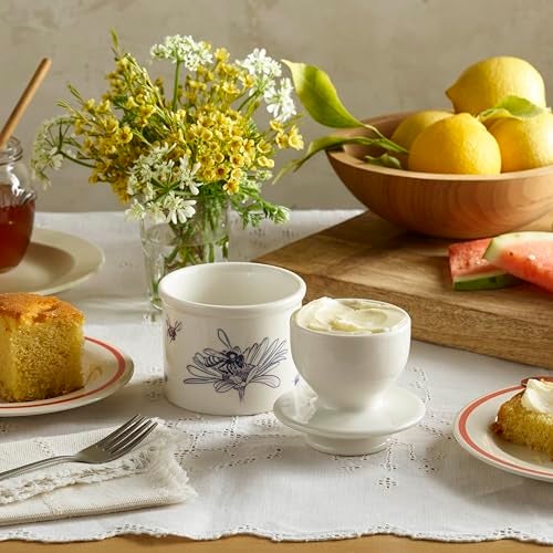 Butter Bell - The Original Butter Bell crock by L Tremain, a Countertop French Ceramic Butter Dish Keeper with Lid for Spreadable Butter, Farmhouse Collection, Honey Bees, Blue & White - Image 3