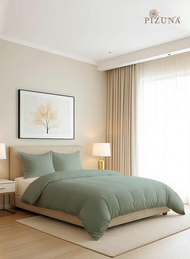 PIZUNA Pure Combed Cotton Duvet Cover King 260x220 cm, Sea Foam, 400 Thread Count Cool Breathable 100% Long Staple Cotton Sateen Weave Quilt Cover with 2 Pillowcases (Luxurious Bedding Set) - Image 1