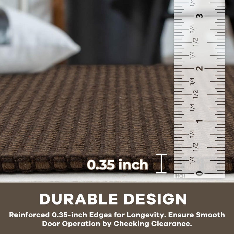 KOZYFLY Rugs for Entryway 3x5 ft Washable Area Rug Non Slip Rubber Backed Entry Rug Woven Indoor Door Mat Cotton Kitchen Rugs Floor Carpet for Entryway, Foyer, Backdoor, Reddish Brown/Coffee - Image 4