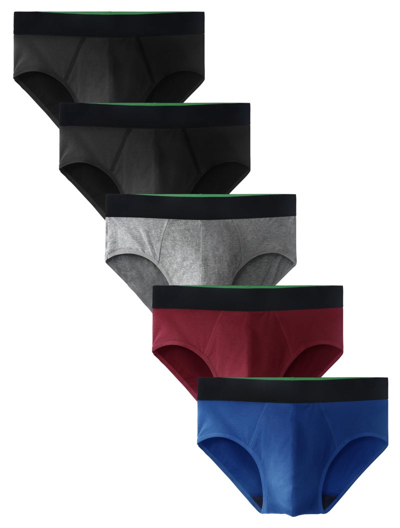 TIICHOO Washable Incontinence Underwear for Men LeakProof Underwear Briefs 5 Pack (Large, 2 Black/Gray/Navy Blue/Burgundy) - Image 1